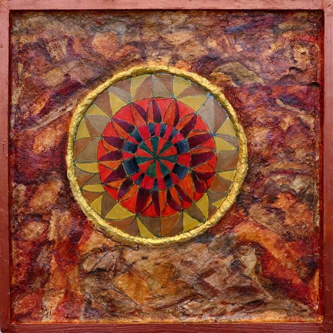 Earth Rock Red Cave Mandala, painted by Henry Sultan. Click to enlarge.