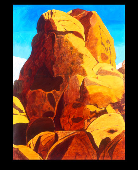 LIGHT AND SHADOWS ON THE BIG ROCK AT JOSHUA TREE, painted by Henry Sultan