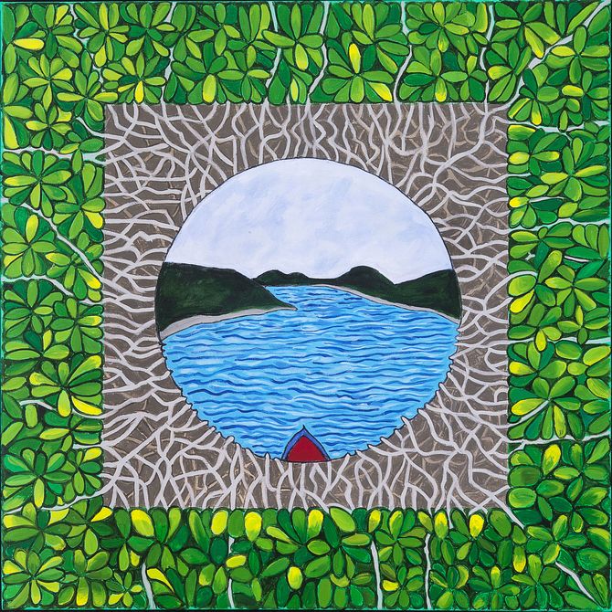 Mandala of the Mangrove Trees (the Sunderbans Delta, India) painted by Henry Sultan