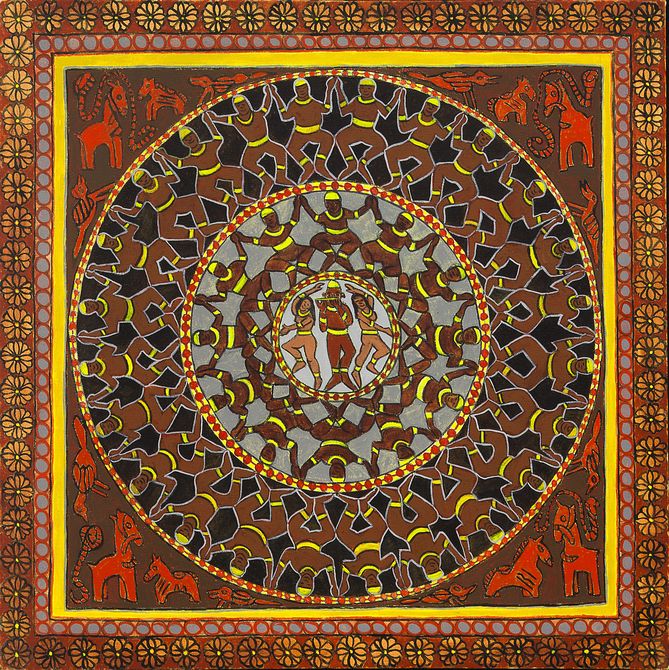 Mandala of Bishnupur, India; painted by Henry Sultan; click to enlarge.