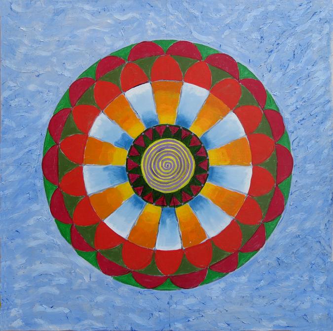 Floating Lotus Mandala, painted by Henry Sultan. Click to enlarge.