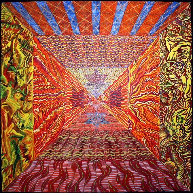 MANDALA OF HOLOCAUST SURVIVAL, painted by Henry Sultan. Click to enlarge.