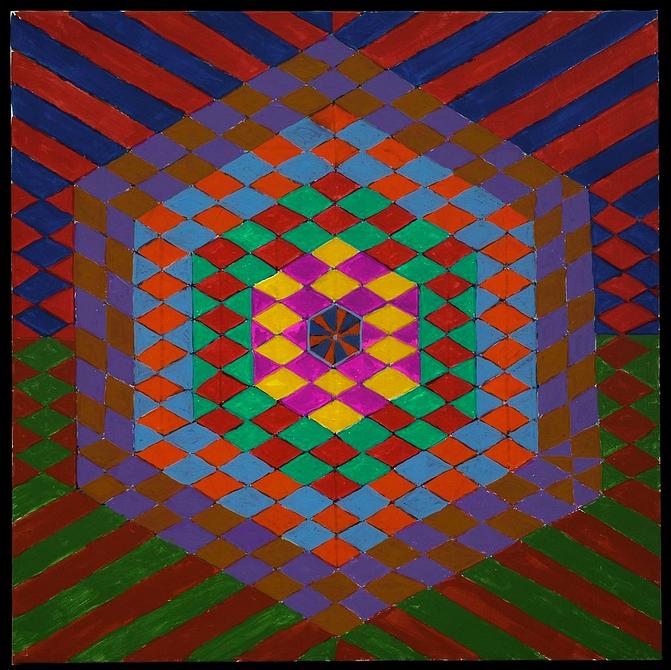 Psychedelic Hexagons Mandala, painted by Henry Sultan. Click to enlarge.