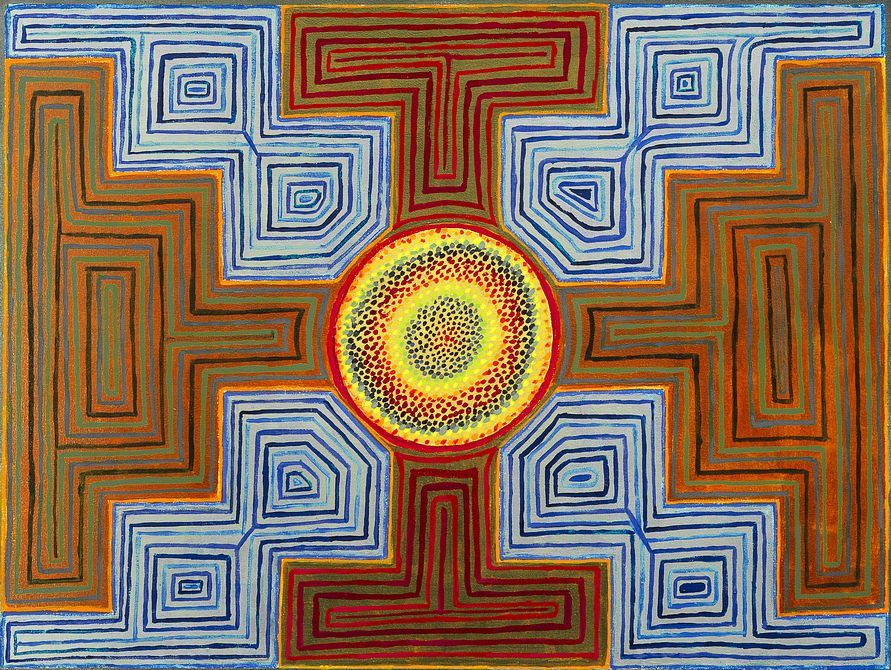 Raw Art Mandala, acrylic painting by Henry Sultan; click to enlarge.
