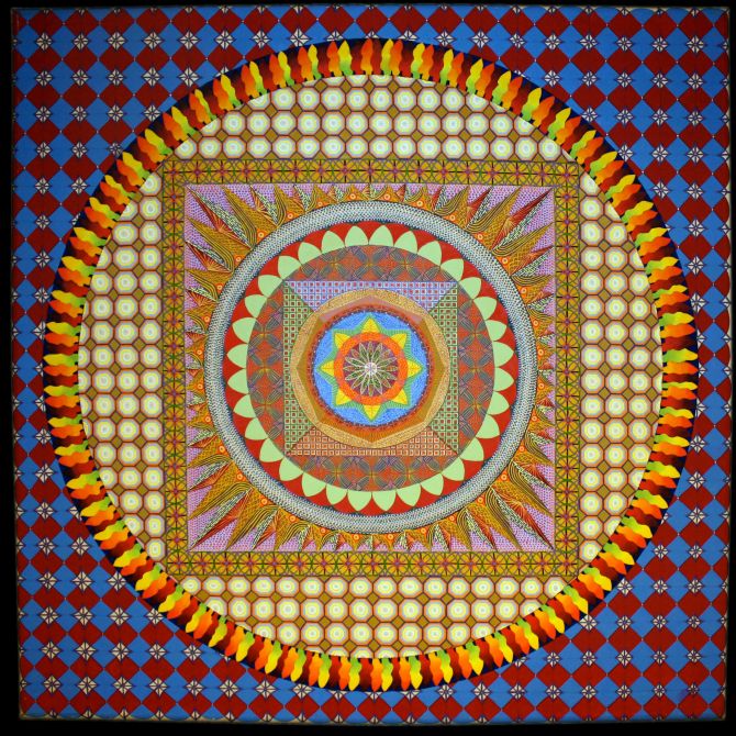 Ring of Fire, Flower of Life, painted by Henry Sultan. Click to enlarge.