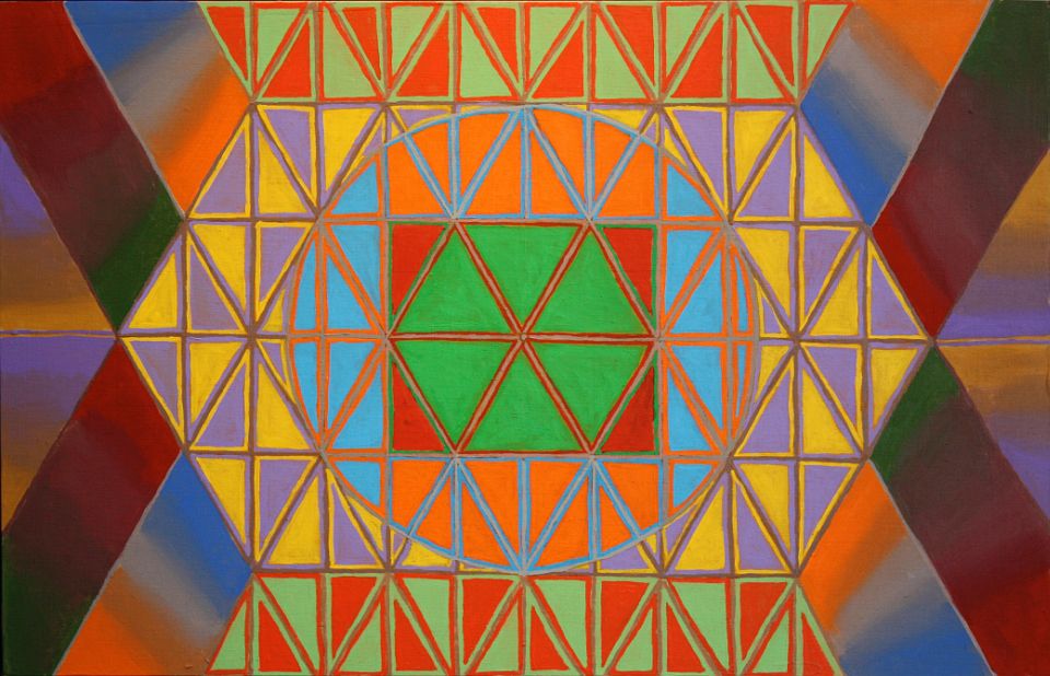 Mandala Shield of the Color Field, painted by Henry Sultan. Click to enlarge.