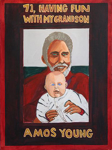 '71, HAVING FUN WITH MY GRANDSON' painted by Henry Sultan.