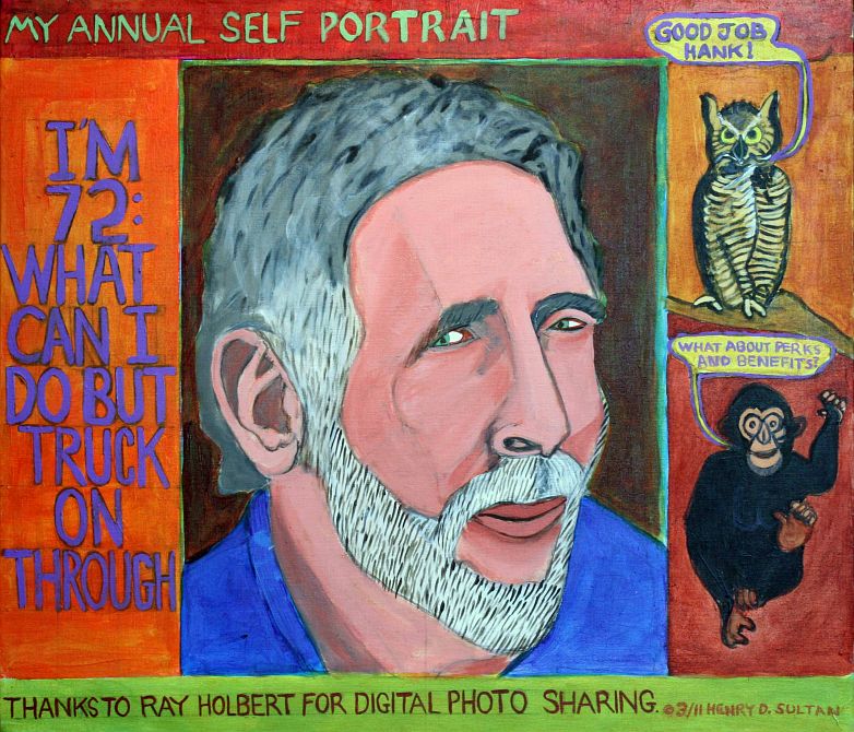 'Self Portrait at 72: what about perks?' painted by Henry Sultan.
