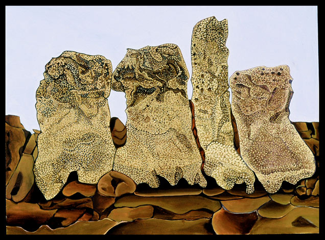 TEMPLE STONES AT HAGAR QIM, MALTA, painted by Henry Sultan