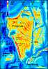 Thumbnail map of Filipinia off western Pacifica, on Abyssia, an alternate Earth whose relief has been inverted: heights are depths and vice versa.