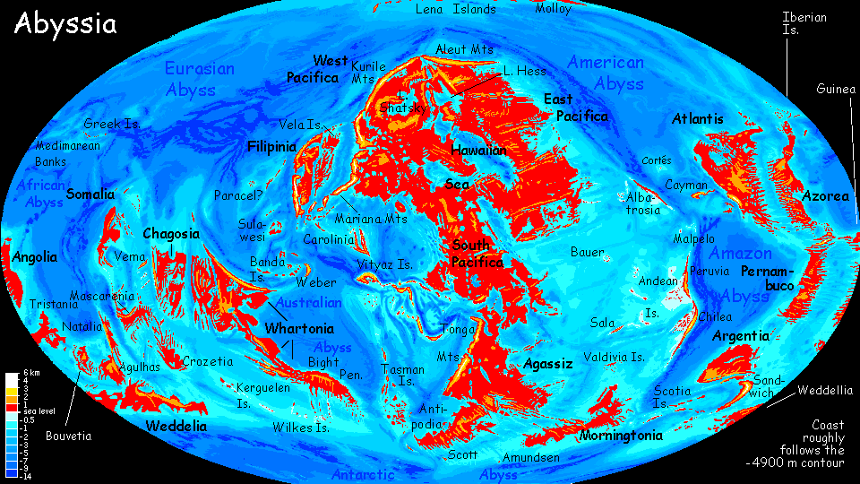 Map of Abyssia, a world-building experiment. Click a feature to go there.