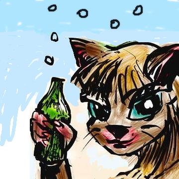 Cartoon of an alcoholic cat. Dream sketch by Wayan.