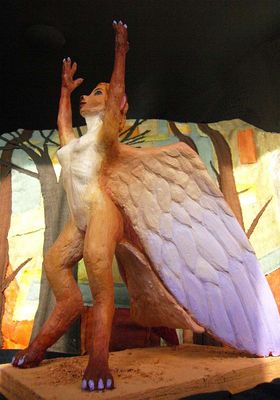 Lebbird, a winged bipedal leopard; dream sculpture by Wayan. Click to enlarge.