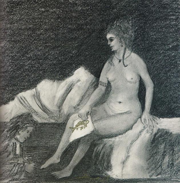 Bathsheba, David's lover; painting seen in dream, sketched by Katherine Metcalf Nelson.