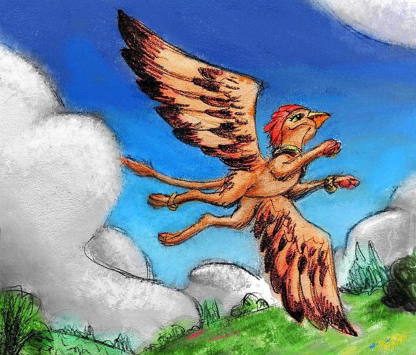 A flying griffin. Dream sketch by Wayan. Click to enlarge.