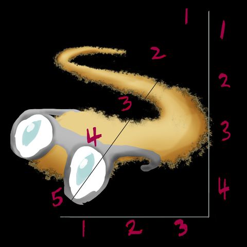 A belt that evolved into an eyeless snake tries on glasses and discussed Pythagorean triangle. Dream sketch by Wayan.