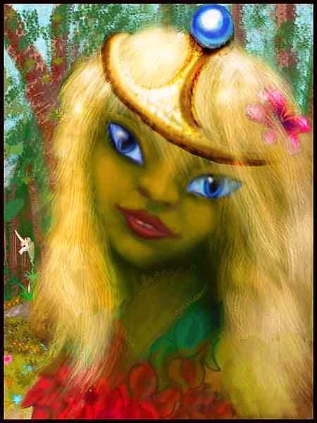 Portrait of Dahaun, the Green Girl of Hollywood.