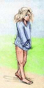 Me naked except for a large sweater. Dream sketch by Wayan.