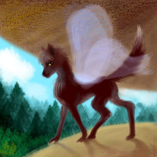 Butterfly-wolf-girl; sketch of a dream by Wayan; click to enlarge