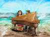 Thumbnail of a piano being drenched in surf. Dream sketch by Wayan.