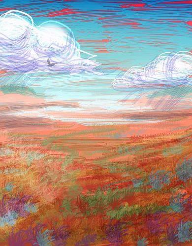 Deserts and sounds in the southeast Arch, a corrugated spreading zone on Capsica, a small world hotter and drier than Earth.