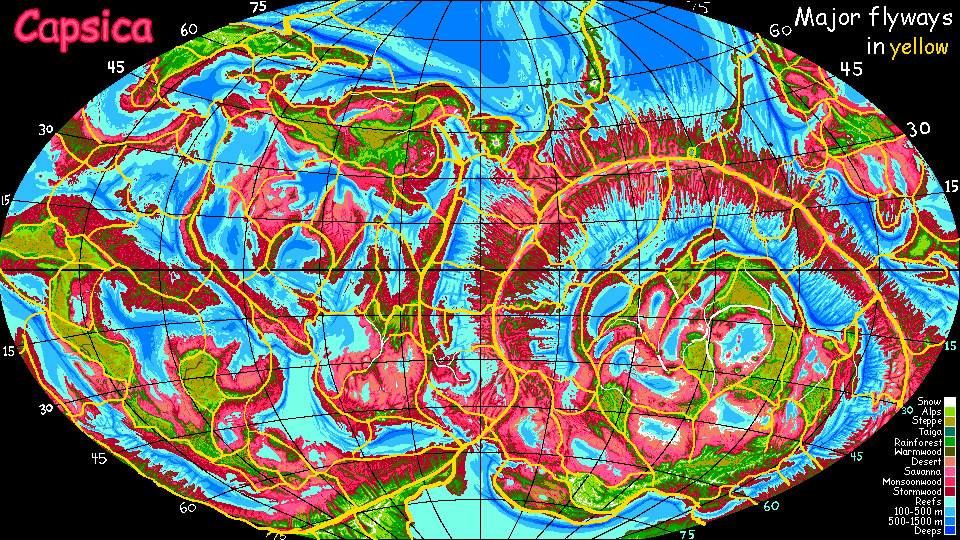 Map of Capsica, a world-building experiment. Click a feature to go there.