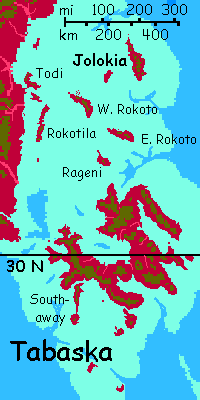 Map of Tabaska Islands off Fulisse, a lobe of Bel, on Capsica, a hot planet.