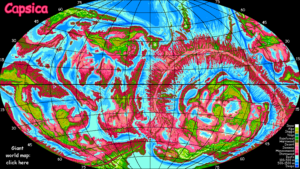 Map of Capsica, a hot planet.