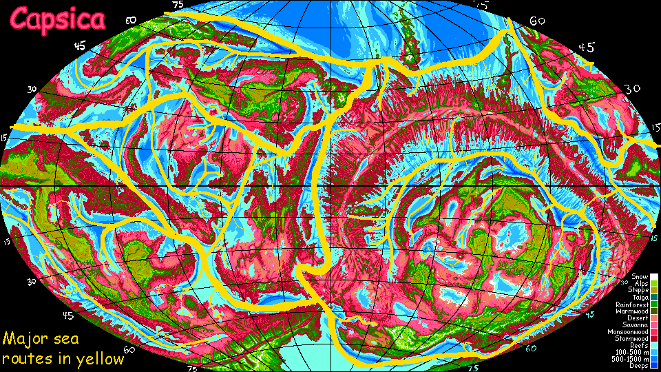 Map of Capsica, a world-building experiment. Click a feature to go there.