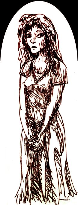 sepia sketch of skinny girl--me