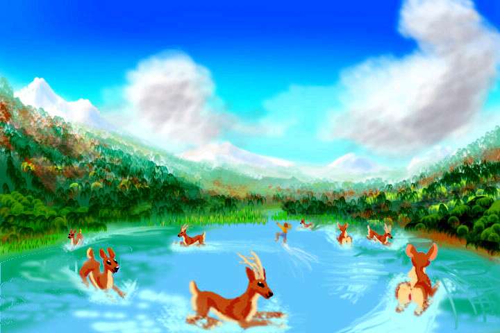 I dream of a lake where shamanic deer waterski... without speedboats.