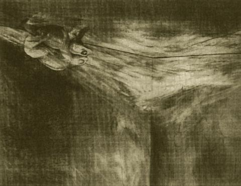 Frogs mate on the ceiling; sketch of a dream by Jindrich Styrsky. Click to enlarge.