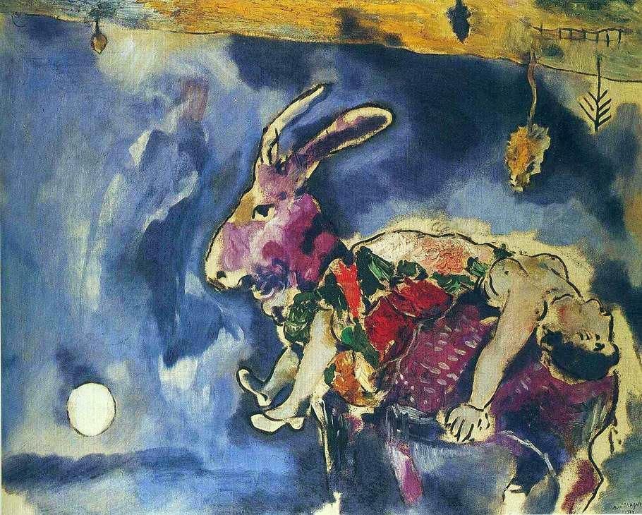 'The Dream', 1927 painting by Marc Chagall. Click to enlarge.