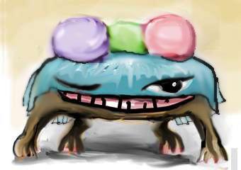 A bed with eyes winks; dream sketch by Wayan.