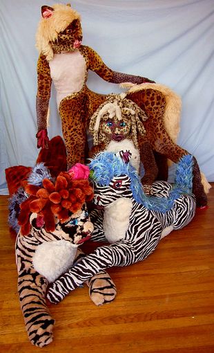 The Foam Furs, dream-inspired lifesize plushies I'm sewing. Click to enlarge.