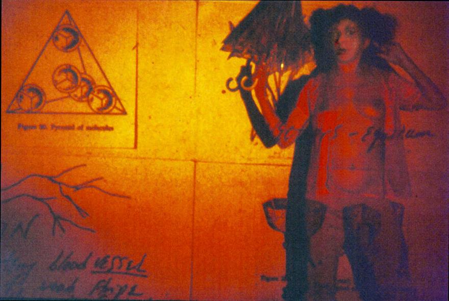 Performance of 'Fresh Blood--A Dream Morphology' by Carolee Schneemann c. 1982. Click to enlarge.