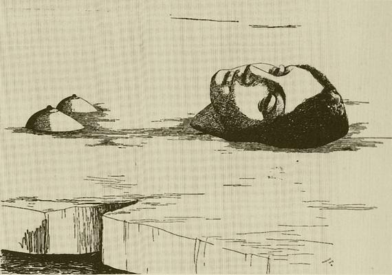 A girl mostly buried in ice; sketch of a dream by Jindrich Styrsky.