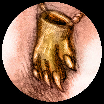 Sketch of a dream image by Wayan: a gold bear-paw pendant.