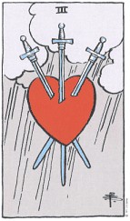 The Three of Swords in the Rider/Waite/Smith Tarot Deck