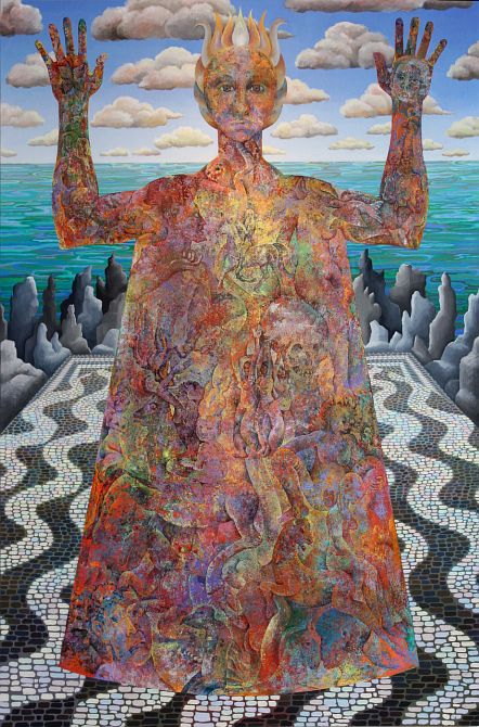 Acrylic painting of a dream, 'Great Goddess', by Jenny Badger Sultan. Click to enlarge