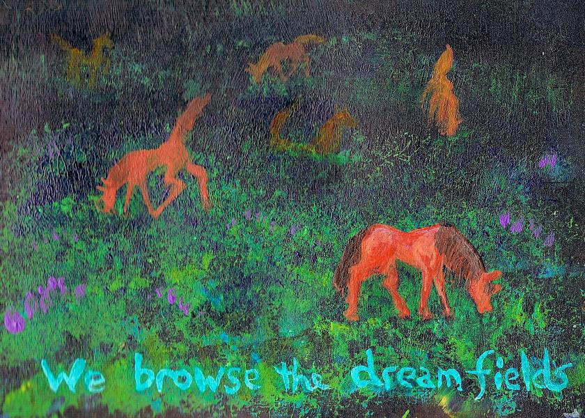 'We Browse the Dream Fields', painting by Wayan. Click to enlarge.