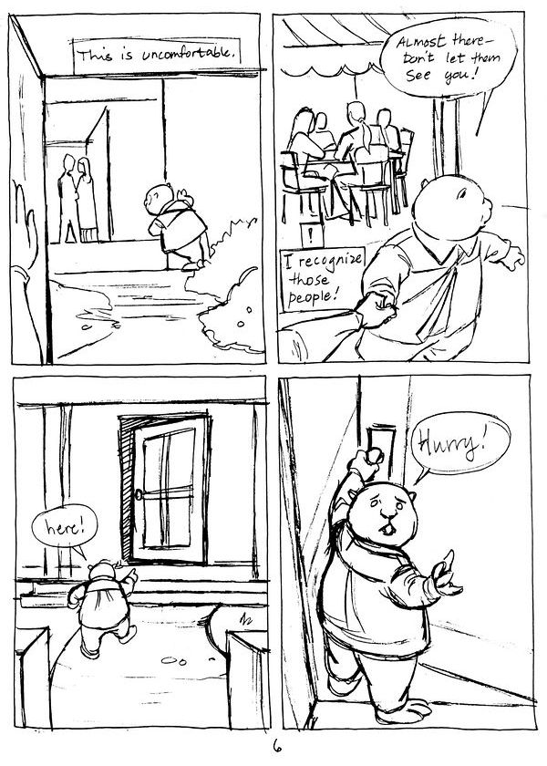 'I Dream of Me' by Linda Medley; comics rough, page 6