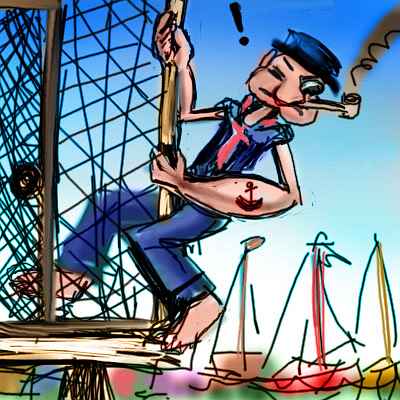Dream: I'm Popeye climbing round a barrier on a pier, terrified of falling.