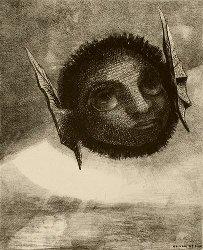 In Dreams: Gnome. Lithograph by Odilon Redon, 1879. Click to enlarge.