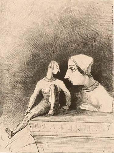 In Dreams: Felineness. Lithograph by Odilon Redon, 1879.