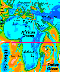 Location map of the Malawi Islands in the African Ocean, on Inversia, where up is down is up.