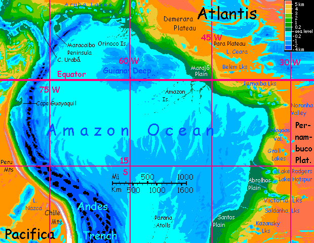 Map of northern Amazon Ocean on Inversia, where up is down & down, up.