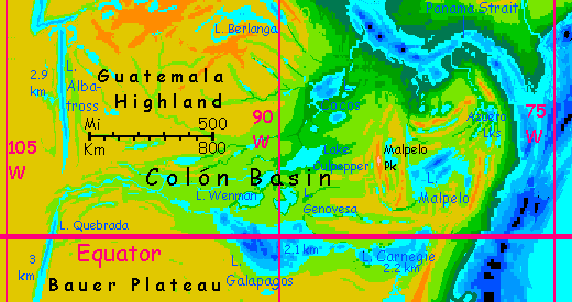 Map of Colon Basin west of Amazonia on Inversia, where up is down & down, up.