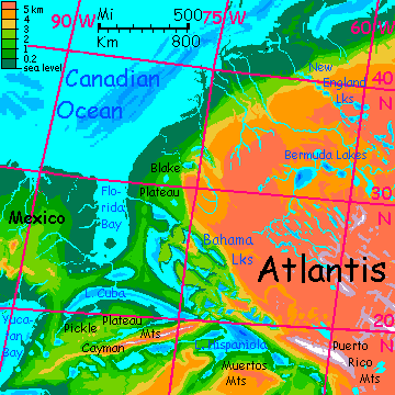 Map of Mexico, a peninsula in the Canadian Ocean, on Inversia, where up is down is up.