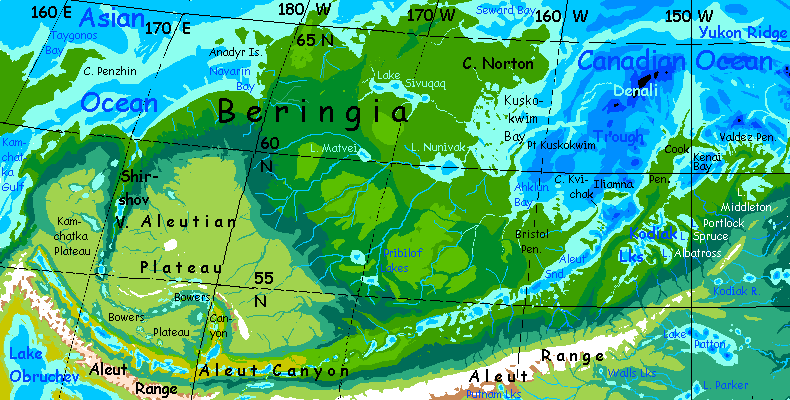 Map of Aleutian Canyon and Beringia, on the Canadian Ocean, on Inversia, where up is down is up.
